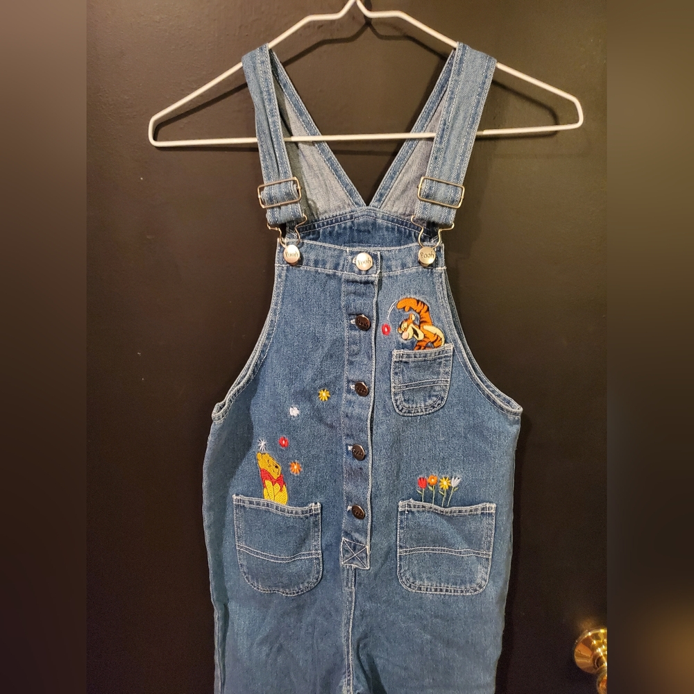 Vtg 90s Tigger and Pooh Disney embroidered bib overalls size 10